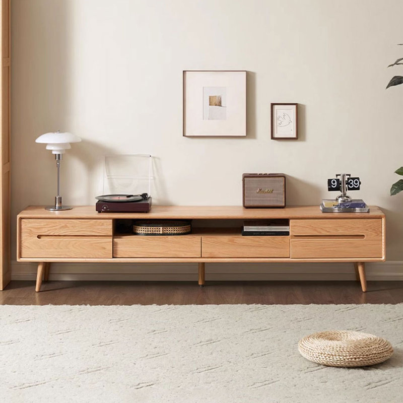 Meuble télé en bois massif, Burlywood, 70.87"