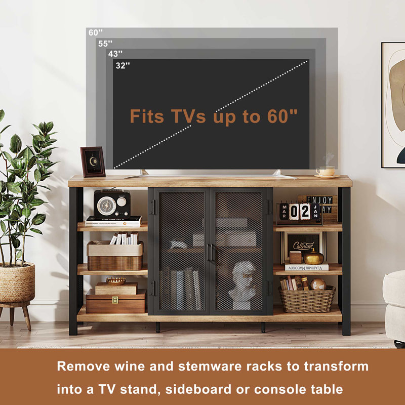Guinna 55.12'' Bar Cabinet, Rustic Oak