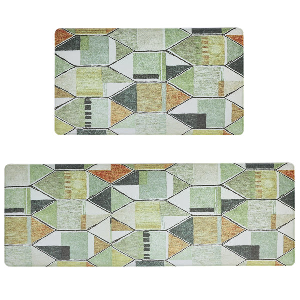 Cloud Comfort Green Mosaic 20 in. x 36 in. Anti-Fatigue Kitchen Mat