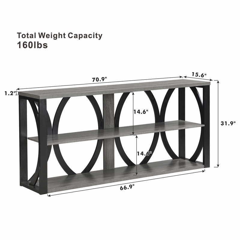 Versatile Industrial Console Table with Sturdy Construction for Various Spaces, Gray/Black