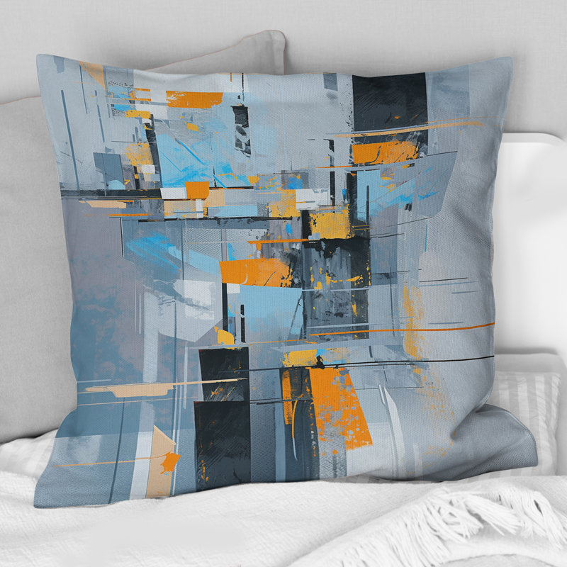 Coussin décoratif gris et orange à emboîtement Perspectives I