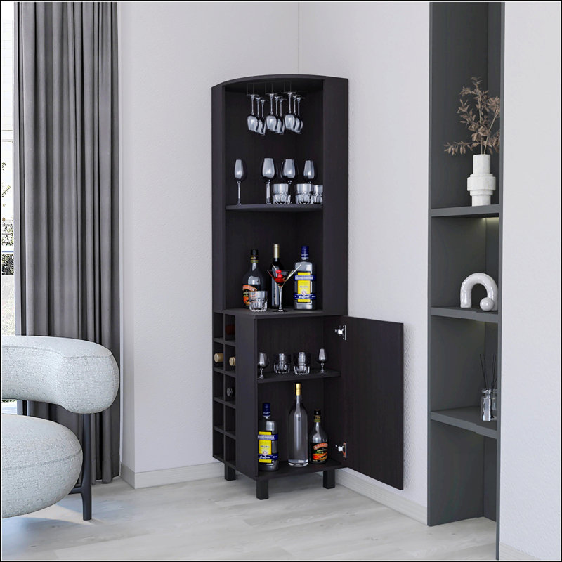 Wengue Corner Bar Cabinet, Wenge