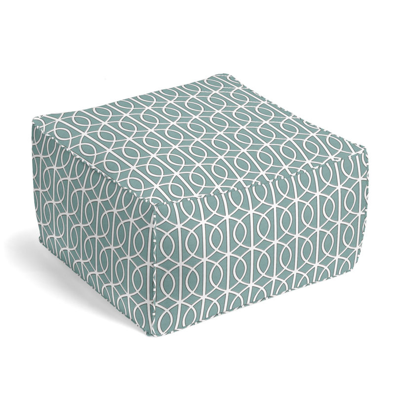 Upholstered Pouf, Jade Linen Blend/Cotton Blend