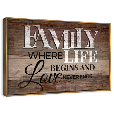 Family Life Quote Typography Wall Sign