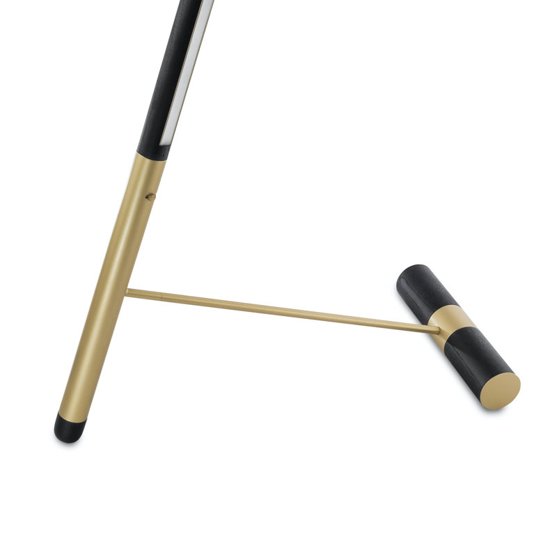 Lampe sur pied DEL 59,1 po Linea, Laiton, Bois de frêne noir