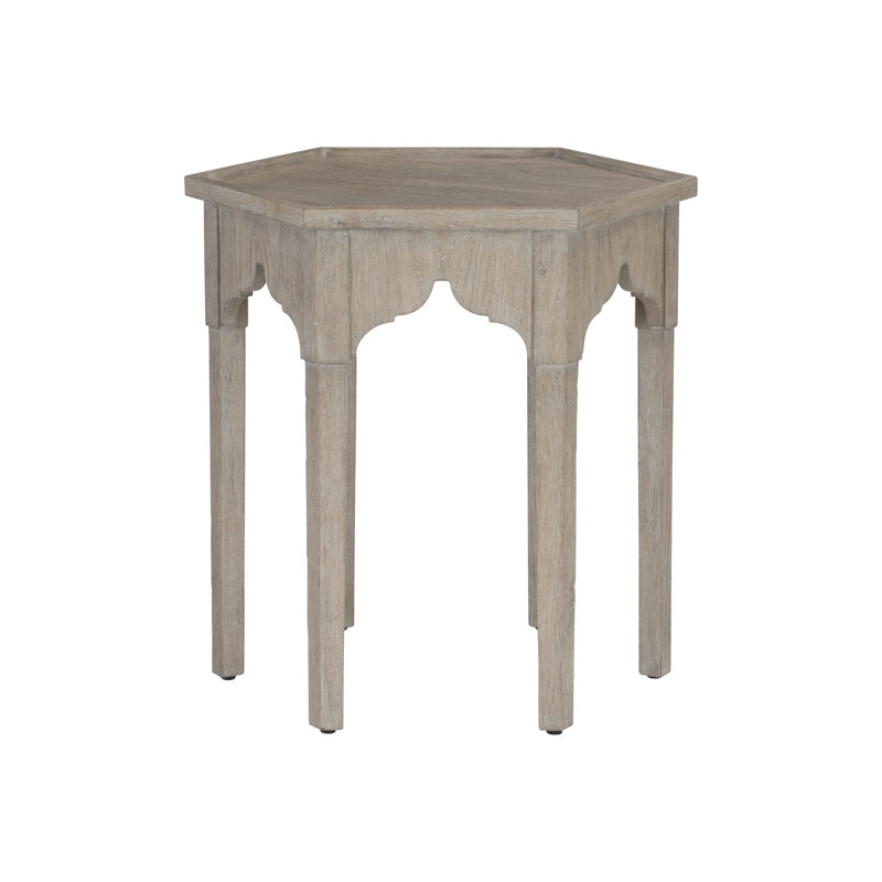 Gray Wood and Metal Hexagonal Side Table