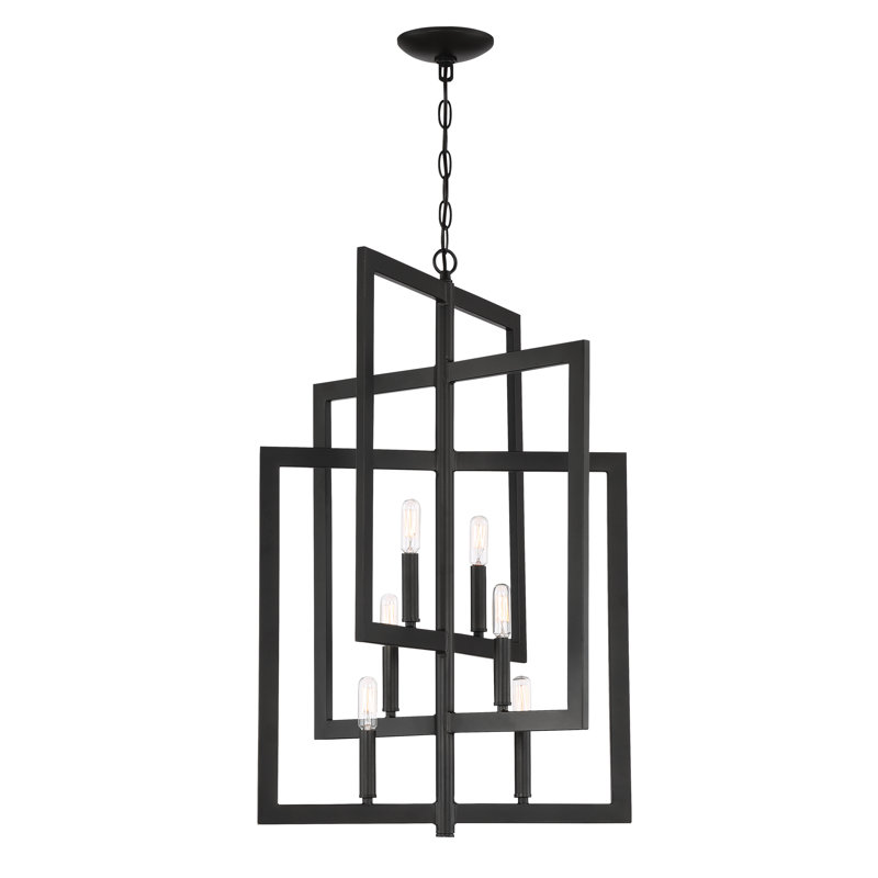 Lustre géométrique unique à 6 lumières Cotten, Espresso