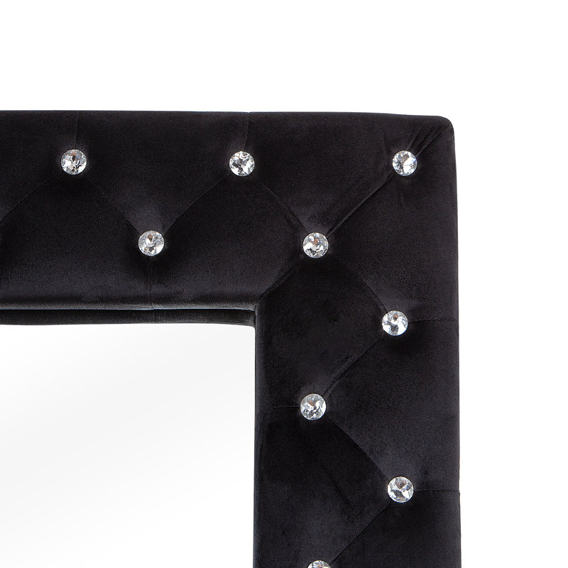 Grand miroir de sol noir capitonné Casmer
