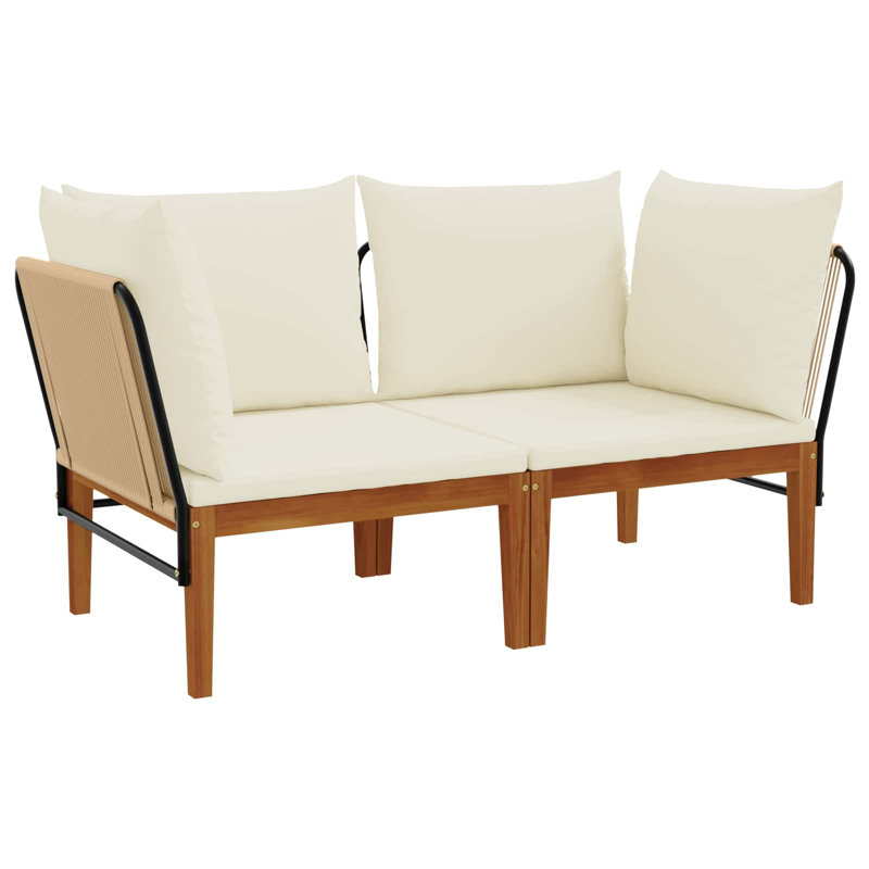 140 cm W Patio Sofa with Cushions, Cream White