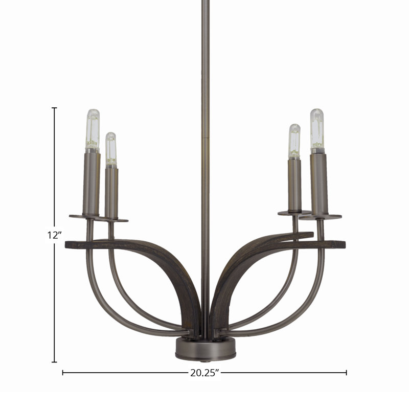 Lustre 4 lumières Myja, Graphite / métal peint aspect bois patiné