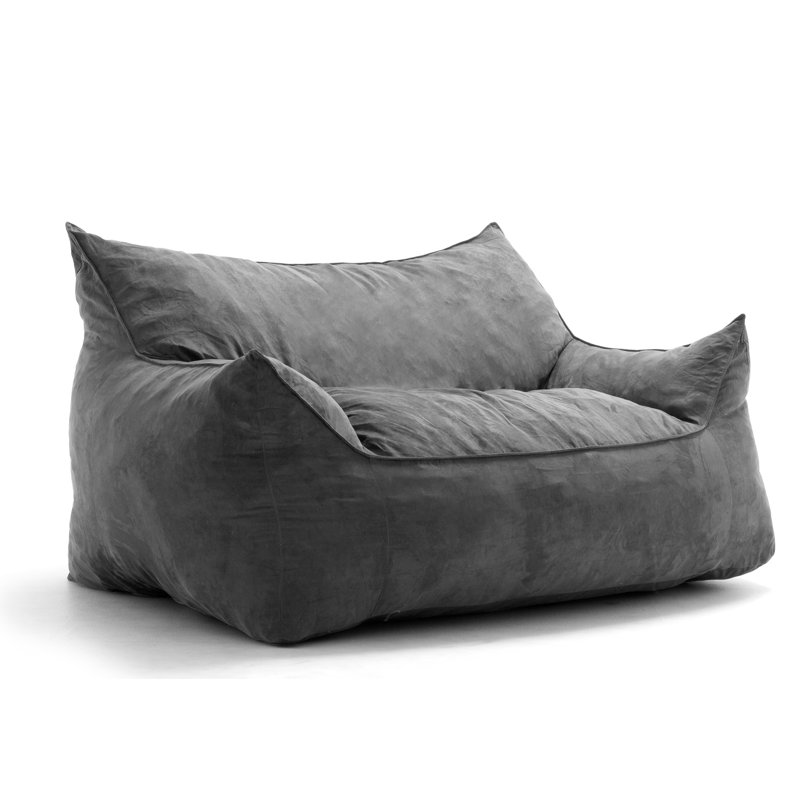 Big Joe Imperial Bean Bag Sofa, Gray Union 100% Polyester, 32" H x 60" W 40" D