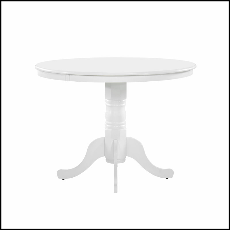 White Finish Round Dining Table for Farmhouse Style, Durable and Versatile for Casual Kitchen and Breakfast Nook