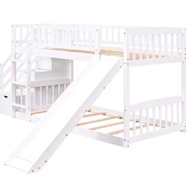 Latitude Run® Twin Over Bunk Bed In Grey With Two Drawers And Appealing ...