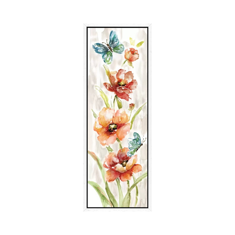 Butterfly Fantasy II by Nan - Panoramic Painting on Canvas, White Framed, 152.4 cm H x 50.8 cm W