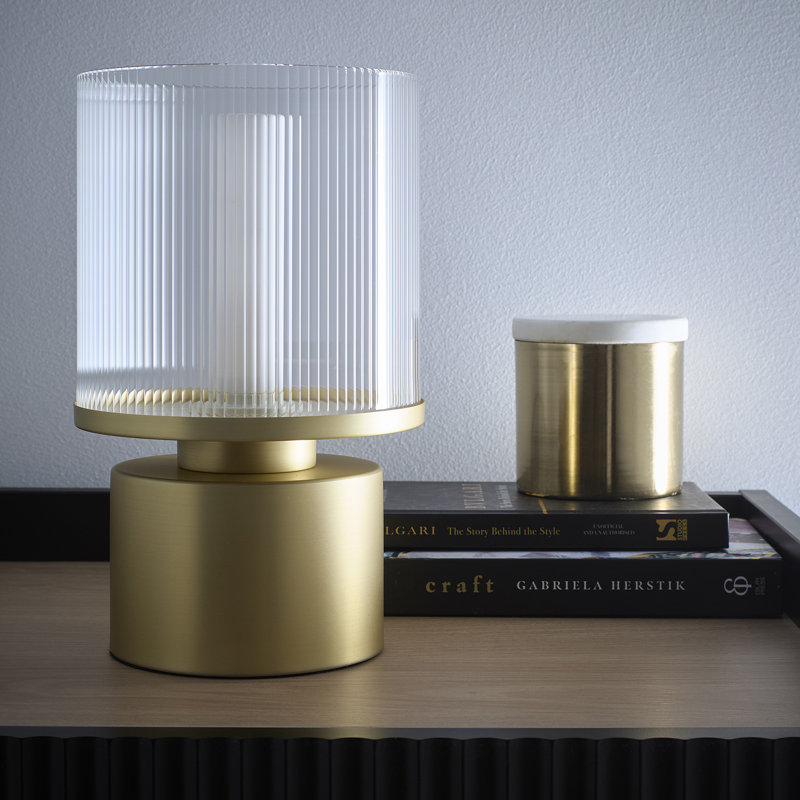 Glass & Metal Table Lamp, Silver