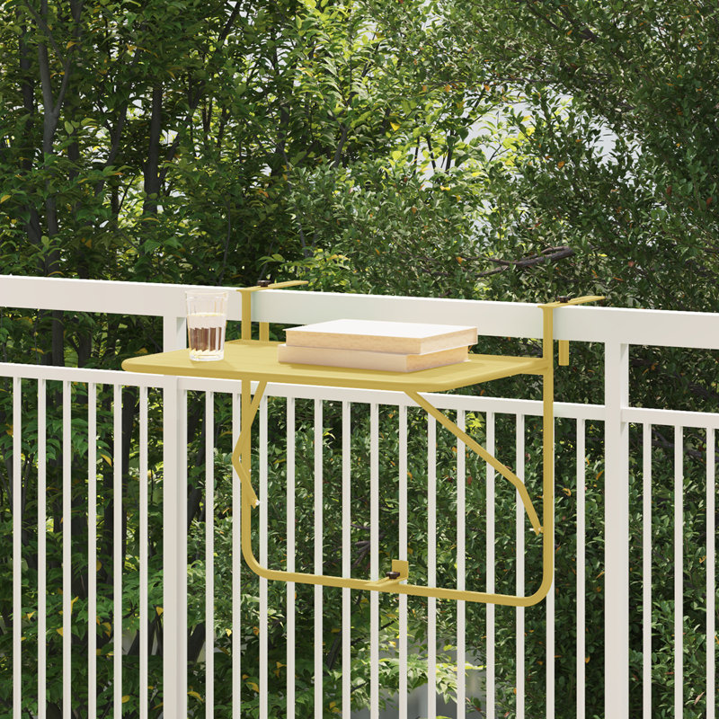 Balcony Table Metal Medium Collapsible Patio Table, Gold