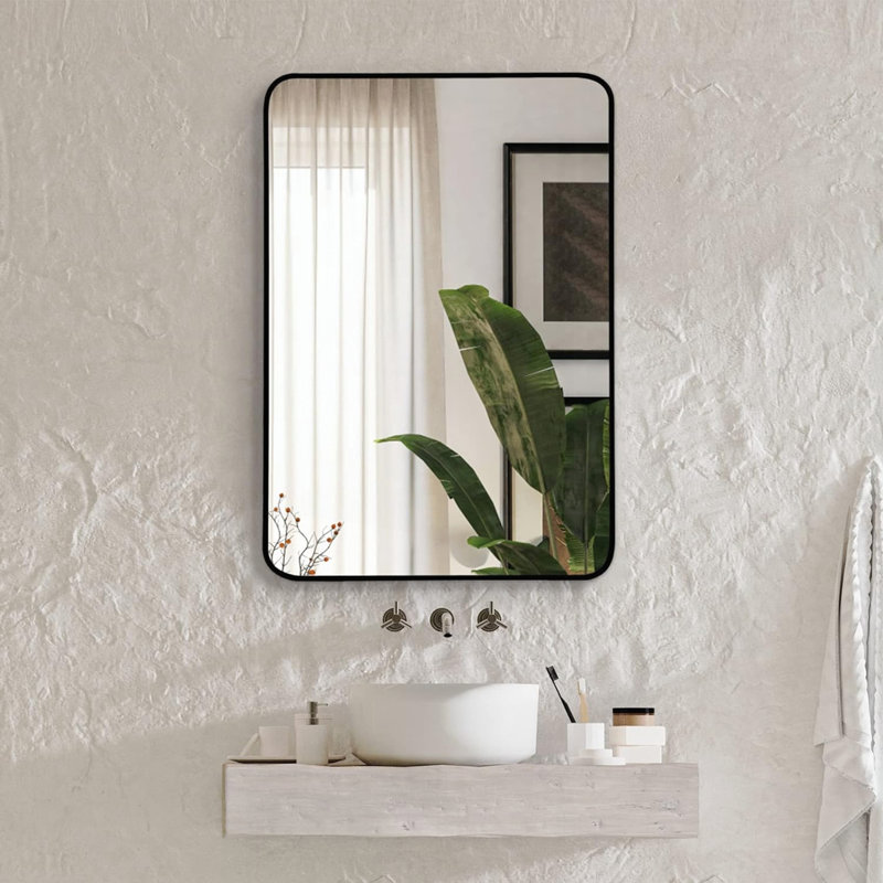 Miroir rectangulaire 22 po x 30 po, Noir, 30 po x 22 po