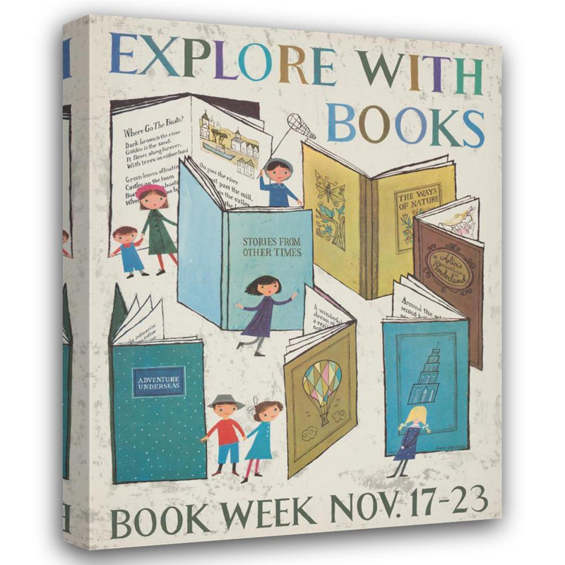 «Explore with Books. Book Week, nov. 17-23» par Alice Provensen - Art mural sur toile tendue avec châssis, H 48 po x l 33 po
