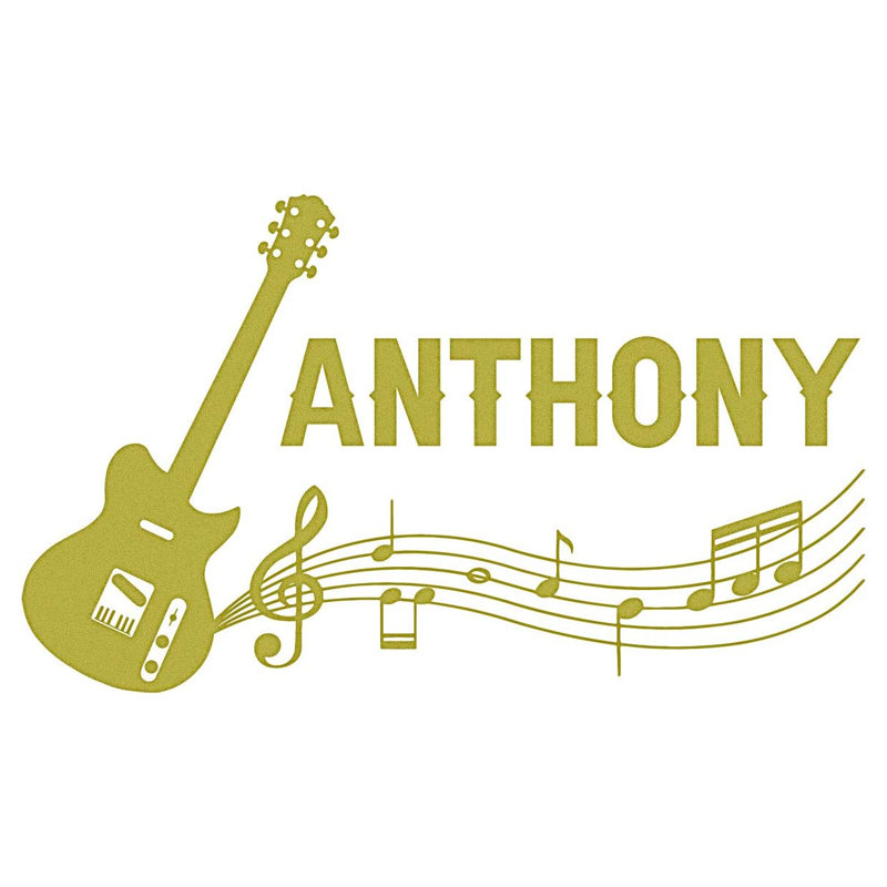 Adhésif décoratif guitare personnalisée, H 13 po x l 22 po, Or
