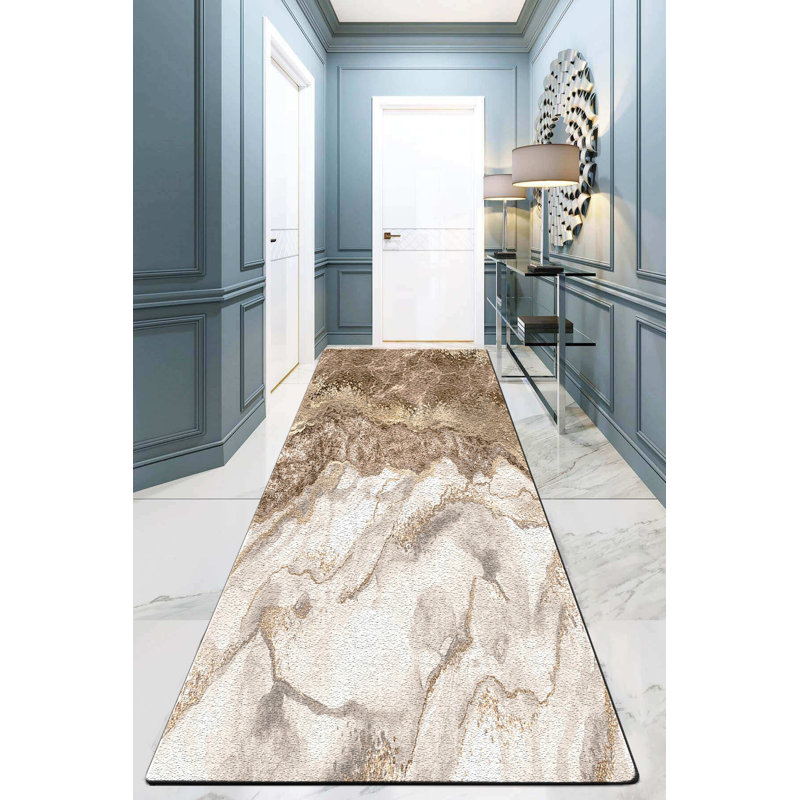 Washable Abstract Indoor Rug, Runner 3'3" x 9'10"