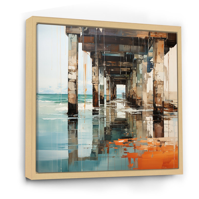 Coastal Pier Perspective II - Nautical & Beach Canvas Prints, Cadre naturel flottant, H 24 po x l 24 po x P 1 po