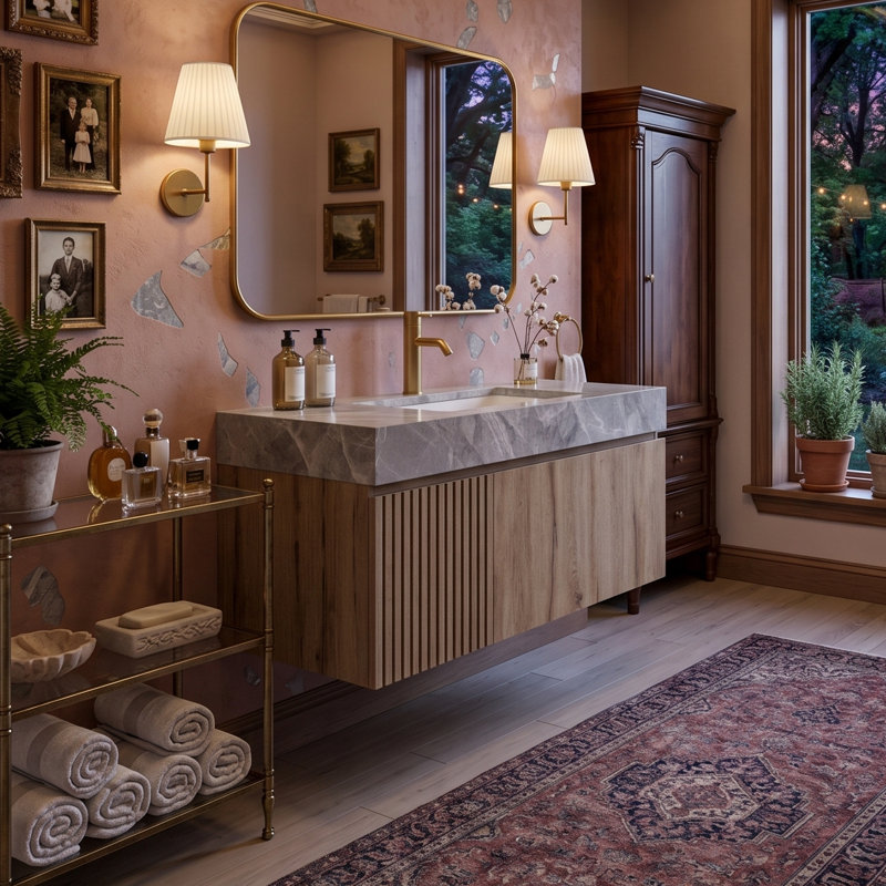 Meuble-lavabo mural 36 po avec comptoir en pierre frittée et lavabo en céramique, armoire de rangement avec 1 tiroir et porte à fermeture en douceur