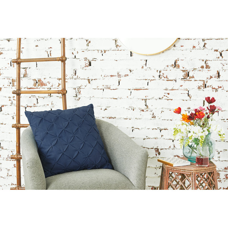 Diamond Tuck Solid Square Throw Pillow, Navy