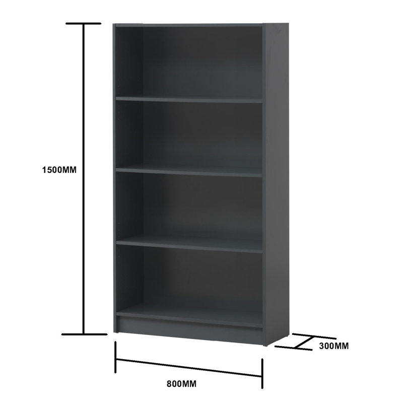Morgan 150cm H x 80cm W Standard Bookcase, Dark Grey