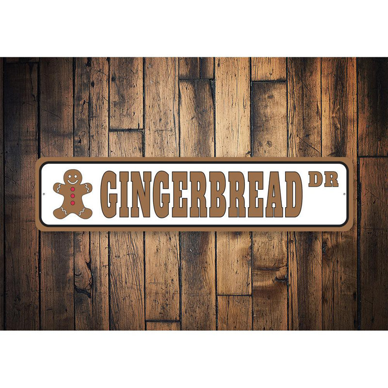 Plaque en aluminium Gingerbread Street, H 6 po x l 24 po x P 0,06 po