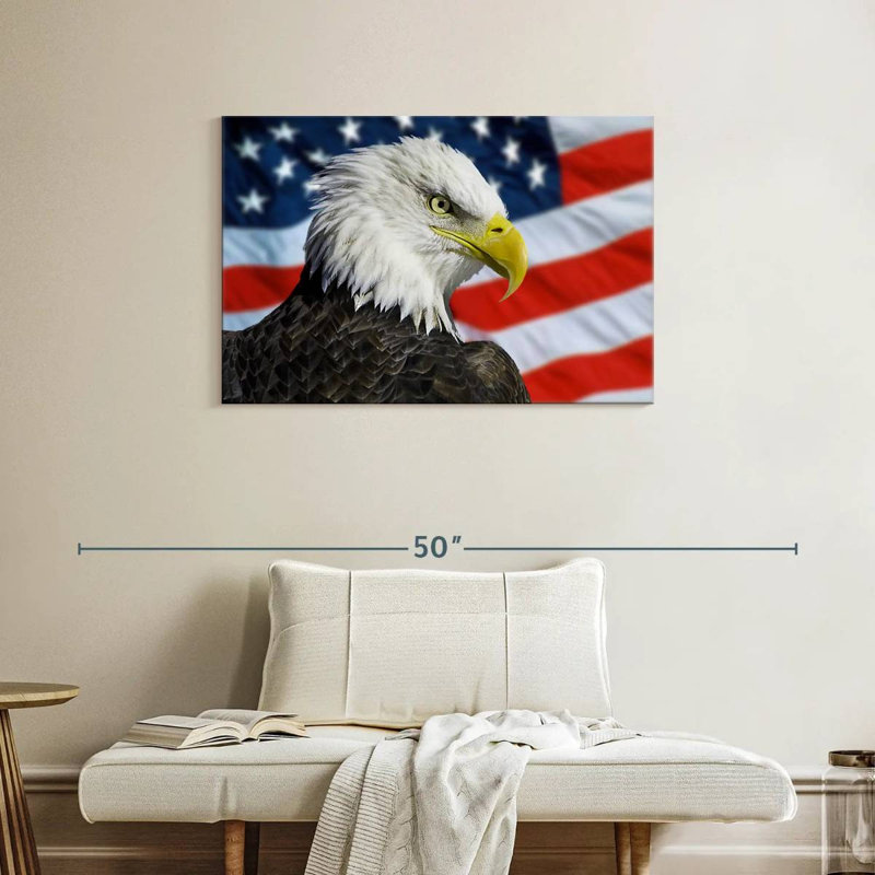 Brampt Patriotic Alaskan Bald Eagle, 24" H x 36" W
