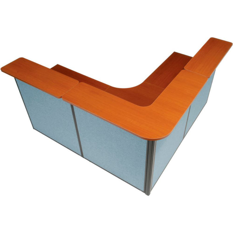L-Shaped Synthetic Laminate Reception Desk, Blue