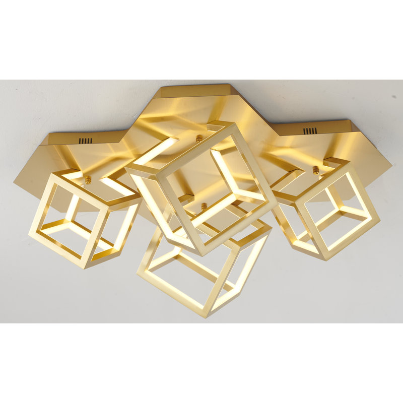 Kingsteignt Modern LED Multi Square Flush Mount, Gold