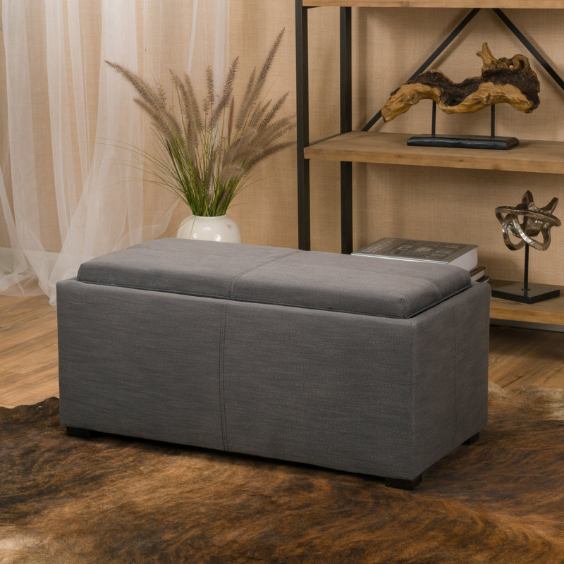 Repose-pieds standard carré avec rangement 12,25 po Kegan, Mélange de polyester gris