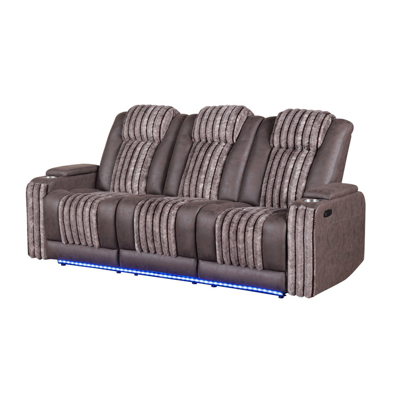 Canapé inclinable électrique avec appui-tête Duran, Brun
