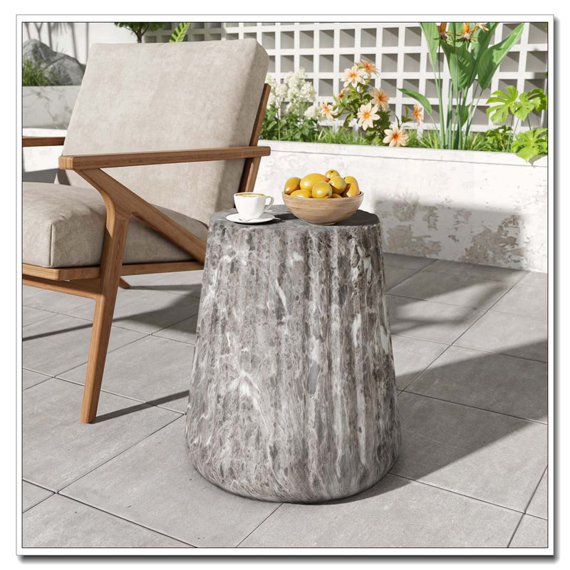 Outdoor Concrete Patio Side Tablbe, Brown