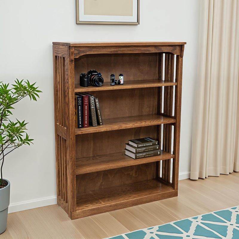 Bibliothèque standard en bois de chêne massif avec tablettes réglables, (4 tablettes) H 48 po x l 36 po x P 13 po