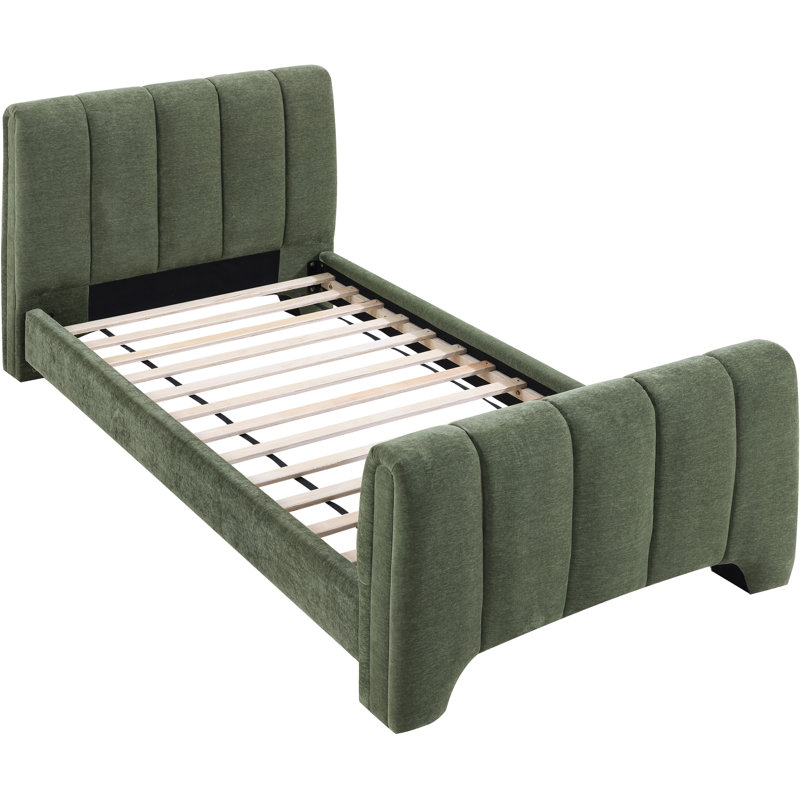 Lit en chenille Zerina, Simple, Tissu chenille vert