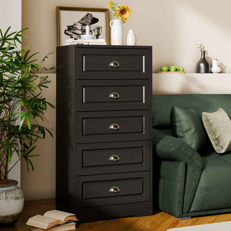 Commode 5 tiroirs Aunson, Noir