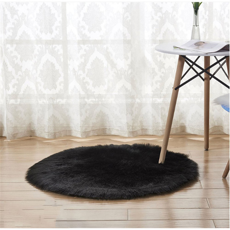 Jeremial Faux Sheepskin Indoor Rug, Round 3'