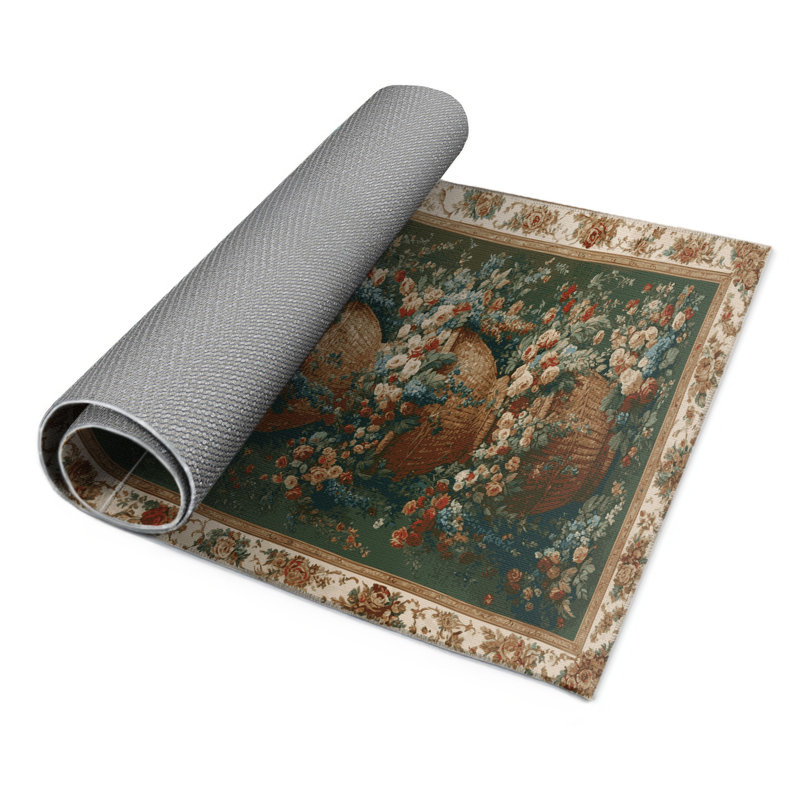French Brown Indoor and Outdoor Area Rug, Rectangle 5' x 7'