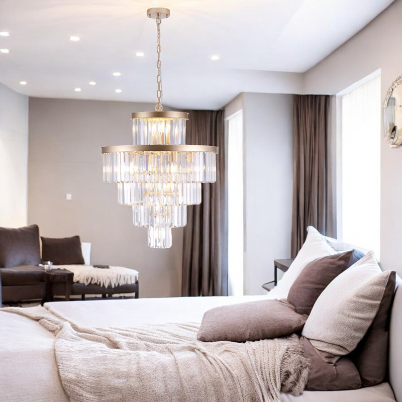 15 - Light Tiered Chandelier, Gold