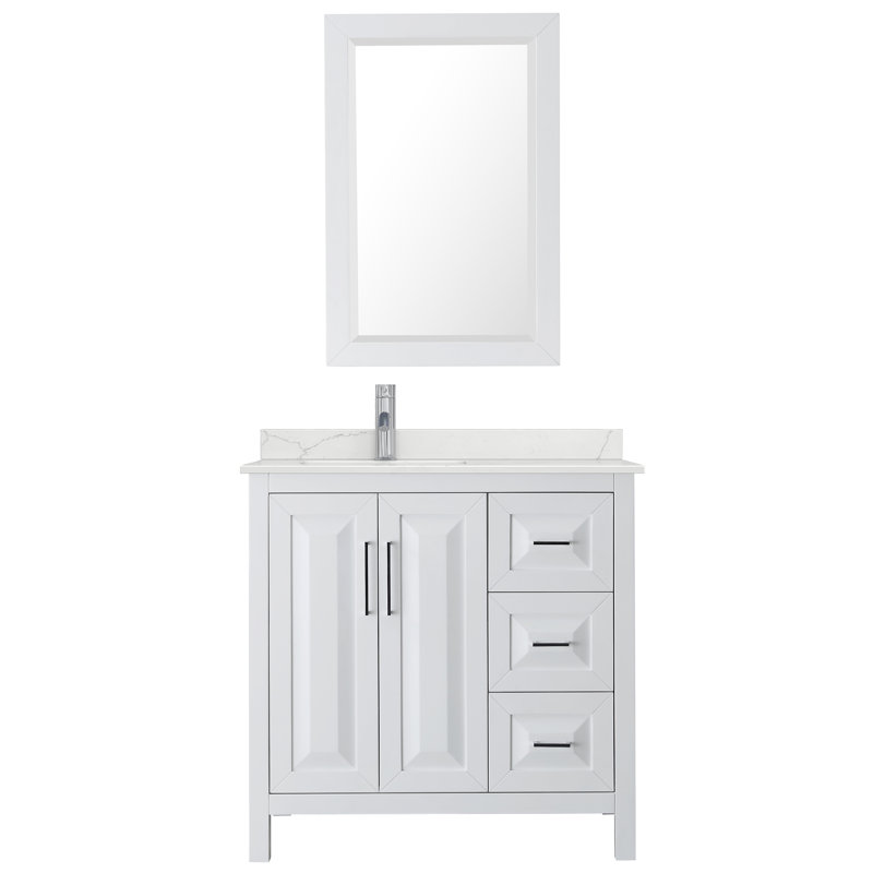 Daria 36'' W Single Vanity, Giotto Quartz, Brown, Polished Chrome