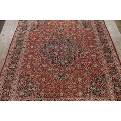 One-of-a-Kind 10'7" x 13'1" 1900s Rectangle Wool Area Rug in Red