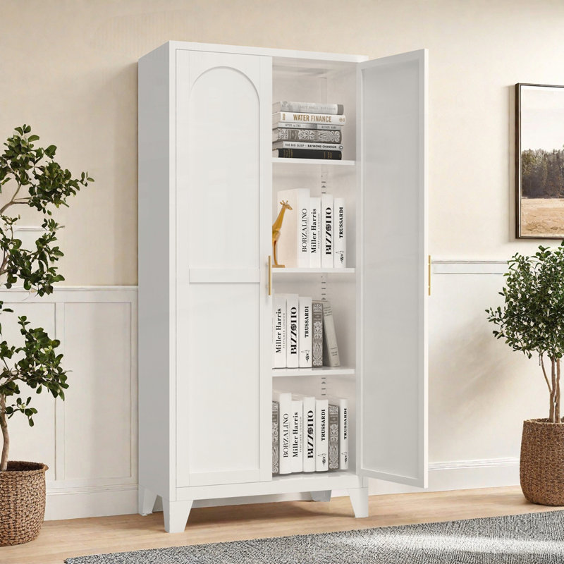 Armoire de rangement haute en acier avec tablettes réglables - Organisateur moderne polyvalent pour la maison et le bureau