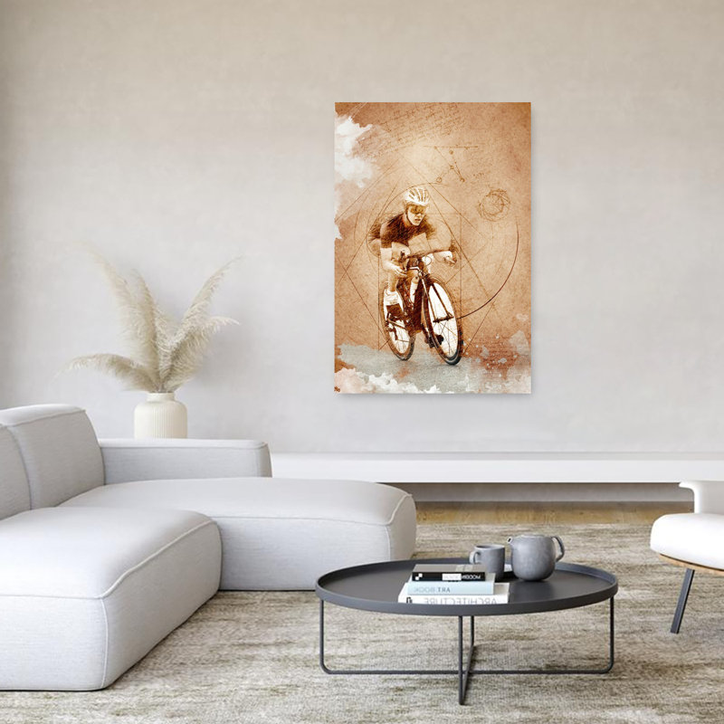 «Geometric Cycling Study», art mural contemporain, H 60 po x l 40 po