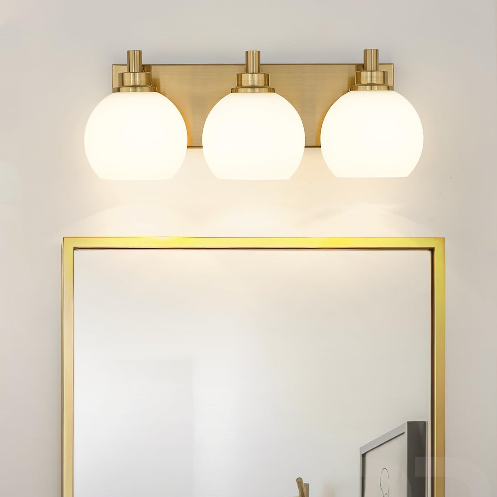 Mercer41 3Light Bathroom Light Fixtures,Brushed Gold Vanity Light