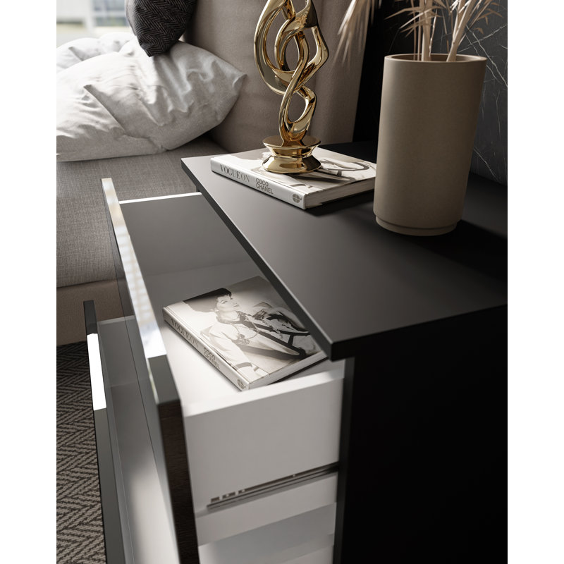 Varonique 2 Drawer Bedside Table, Black