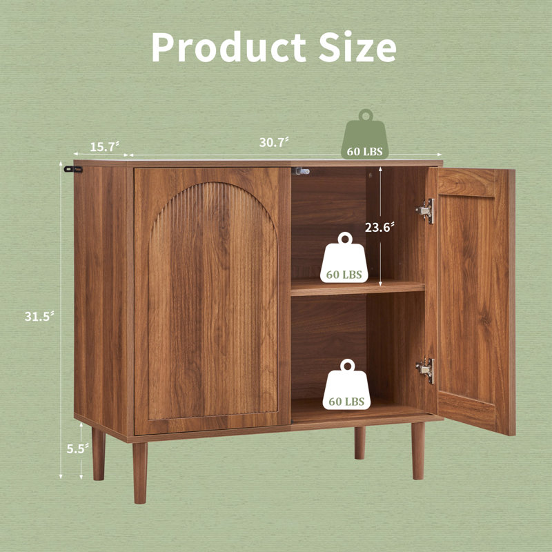 GrimOrie 2-Door Accent Cabinet (30.7" W), Brown