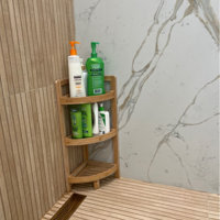 Ebern Designs Caitlan Solid Wood Freestanding Bathroom Shelves & Reviews