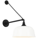 Thomas O'Brien, "Academy 17.5" Anchored Mack Barn Light in Matte Black with 16" Soft Copper Rockhouse Shade